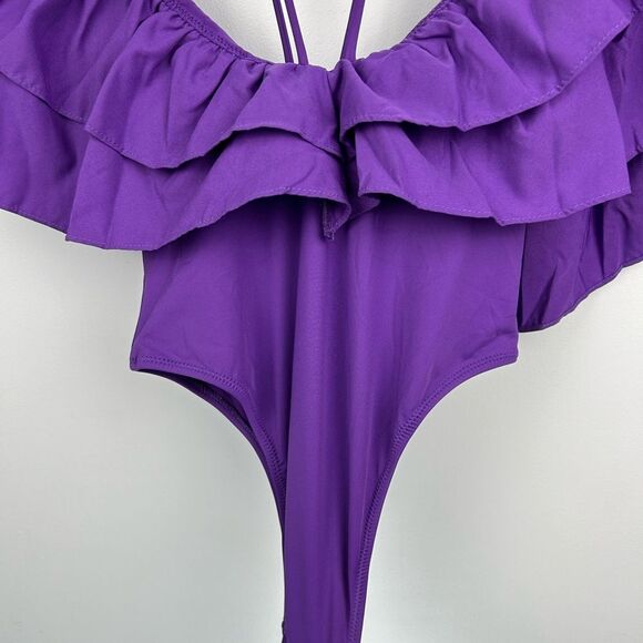 NWT ZARA Purple Ruffle One Piece Swimsuit and Bodysuit 0167/206 Sz Small - Picture 9 of 16
